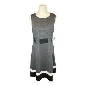 Liz Claiborne Fit And Flare Black & Gray Sleeveless Dress Size 12 NWT